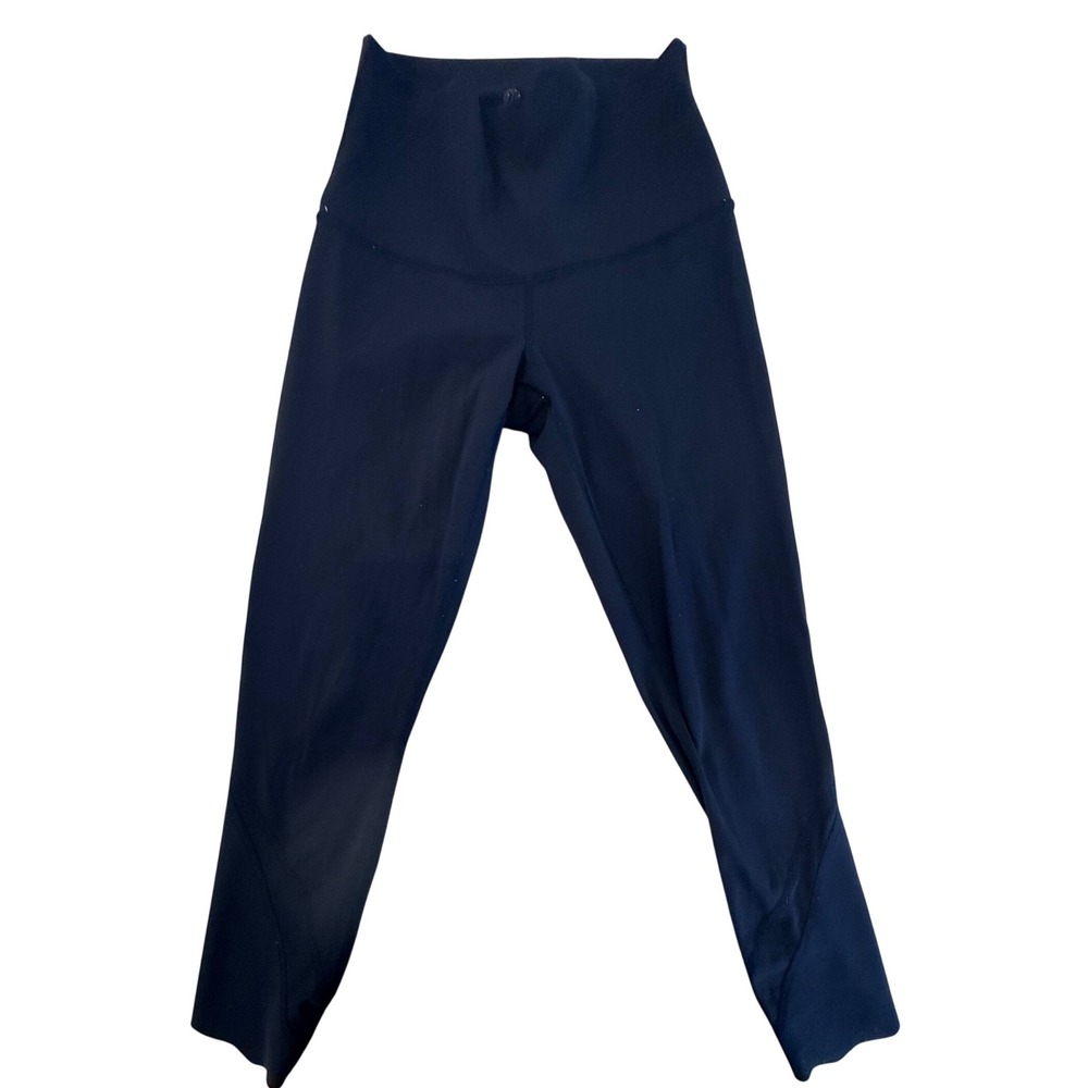 Lululemon Black Scalloped Hem Wunder Under High Rise Legging Size 2 Crop Sporty - Picture 1 of 7